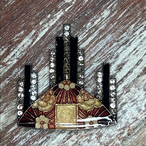 Pierre Bex of Paris Art Deco Crystal Rhinestones & Enamel Brooch Hanging Kimono - Picture 11 of 14